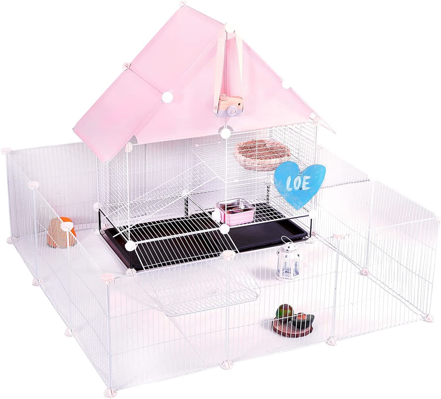 Freely Assembled Guinea Pig Cage,Rabbit Cage with Roomy Yard and Puppy