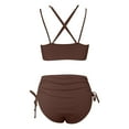 thumbnail image 4 of ZQUUVOU Women's Ribbed Two Piece Bikini Set Solid Color High Waist Texture Tie Side Swimsuit Beach Vacation Coffee, 4 of 6