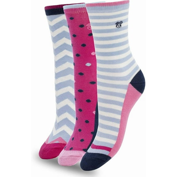 1SOCK2SOCK - Women's 3 Pack Casual Medium Crew Socks - Super Soft Cotton with Colorful Patterns