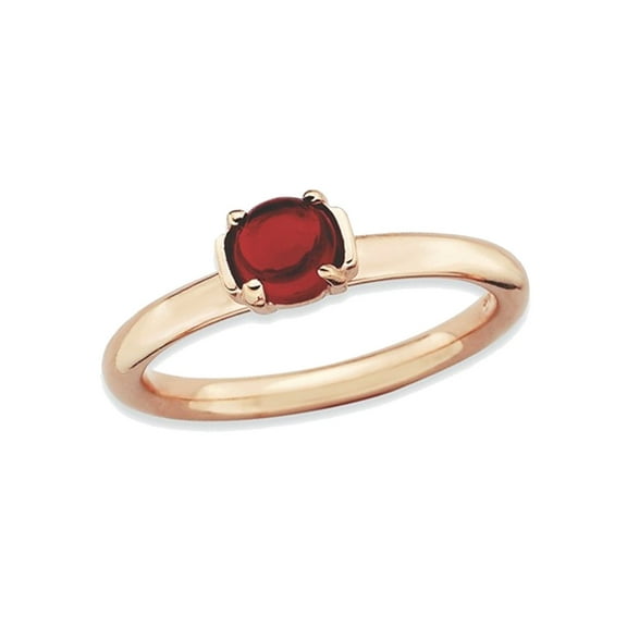 Natural Red Garnet Ring 2/5 Carat (Ctw) in Rose Pink Plated Sterling Silver