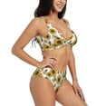 thumbnail image 2 of Wukai Sunflowers and Bees Women's Bikini Set Two Piece,wimsuit High Waisted V Neck Twist Front Adjustable Spaghetti Straps Bathing Suit-, 2 of 7