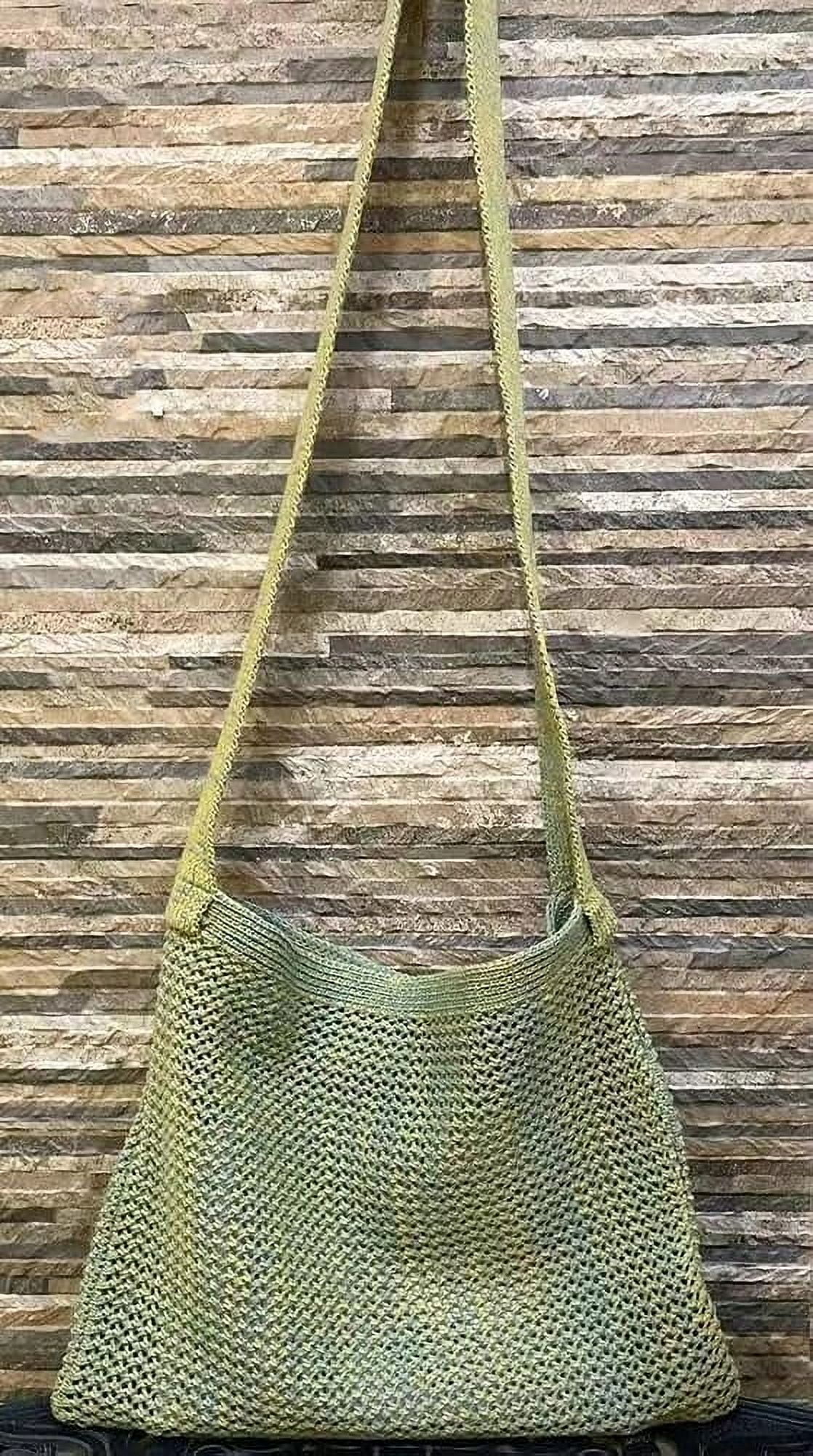 Kukuzhu Crochet Shoulder Bag Women Storage Knitting Crossbody Bag Woven Bag Simple Color Hollow Design Knitted Purse