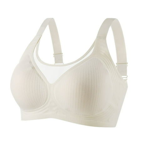 BYHONG Push Up Bra Eversocute Bra Lifting Sagging Wireless Push Up Bra Soft Sports Bras for Women White XL