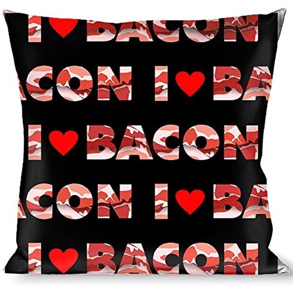Buckle-Down Throw Pillow - I "Heart" BACON Black Bacon