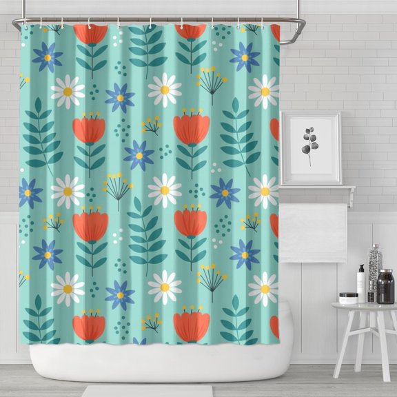 Pioneer Flower Floral Print Pattern Shower Curtain 84”x72", Bathroom Decorative Shower Curtain Set with 12 Hooks, Waterproof Washable