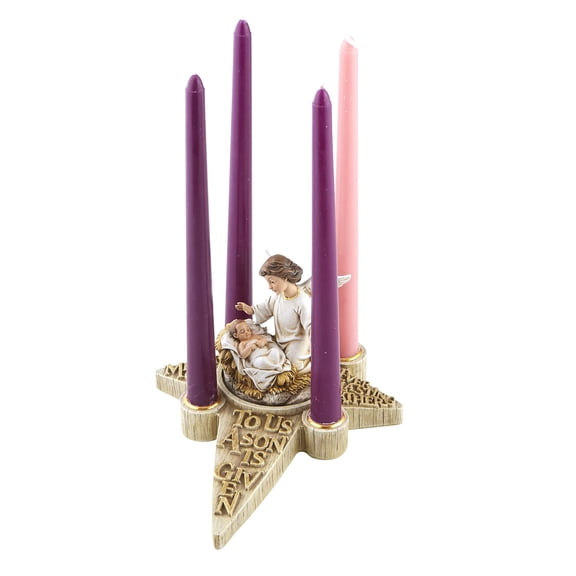 Nativity Scene with Angel Advent Candle Holder, 9 3/4 Inch
