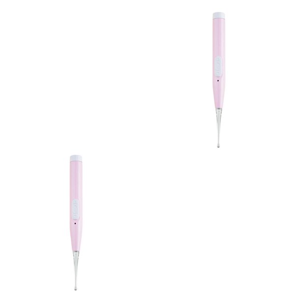 Minnieouse Cuchara de cera para oídos para niños, palillo reutilizable con iluminación LED, cureta para orejas, palo de limpieza, herramienta Rosado Recargable 2Conjunto