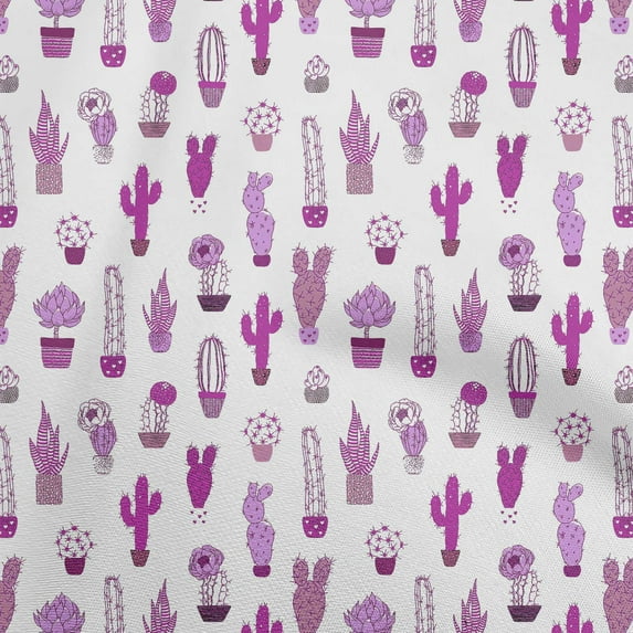 oneOone Cotton Cambric Fuschia Pink Fabric Cactus Quilting Supplies Print Sewing Fabric By The Yard 56 Inch Wide