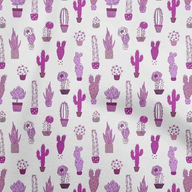 oneOone Rayon Fuschia Pink Fabric Cactus Craft Projects Decor Fabric Printed By The Yard 56 Inch Wide