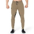 thumbnail image 3 of BROKIG Mens Thigh Mesh Gym Jogger Pants, Casual Slim Fit Tapered Workout Training Sweatpants with Zipper Pocket (X-Large, Beige), 3 of 6