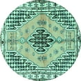 thumbnail image 1 of Ahgly Company Machine Washable Indoor Round Persian Turquoise Blue Traditional Area Rugs, 5' Round, 1 of 4