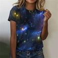 thumbnail image 2 of Womens Galaxy Space Print T-Shirts Short Sleeve Crewneck Graphic Tees Casual Summer Fashion Tops 2025, 2 of 5