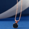 thumbnail image 2 of Gem Stone King 18K Rose Gold Plated Silver Black Onyx Pendant Necklace for Women (0.80 Cttw, Gemstone December Birthstone, Round 6MM, With 18 inch Silver Chain), 2 of 5