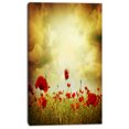 thumbnail image 2 of Red Poppies on Grunge Background - Floral Canvas Art Print, 2 of 3