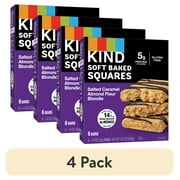 (4 pack) KIND Soft Baked Gluten Free Salted Caramel Almond Flour Blondie Squares, 1.4 oz, 6 Count Box