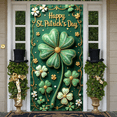 thumbnail image 5 of Green Hat St. Patrick's Day Banner Shamrock Pattern Clover Backdrop Orange Green Bow Tie Theme Background for St. Patrick's Day Party Irish Festival Celebration Photo Shoot, 5 of 9