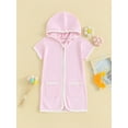 thumbnail image 2 of DDSBABAY Little Girls Summer Casual Jumpsuit Short Sleeve Zip Up Contrast Color Hooded Playsuit,2T-10T, 2 of 9