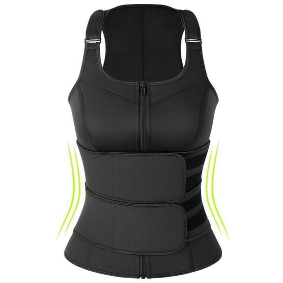MISS MOLY Women's Workout Waist Trainer Vest Zipper Body Shaper with Adjustable Belts Underbust Corset Neoprene Sauna Sweat Suit