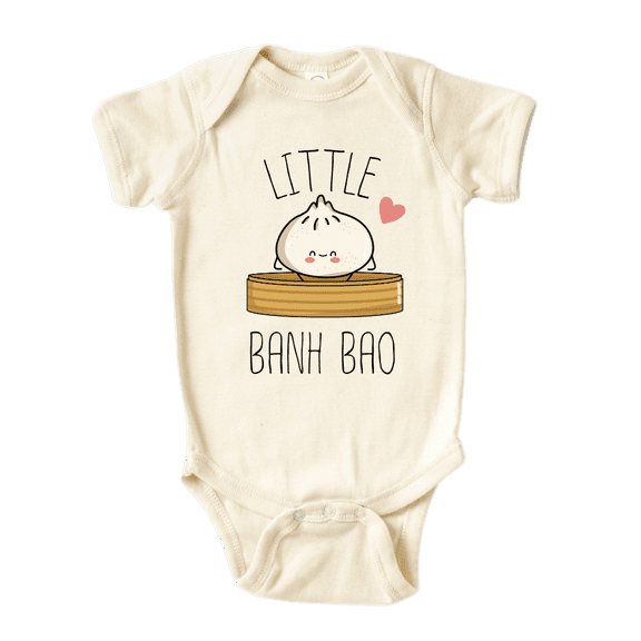 Little Banh Bao Cute Baby Bodysuit Shirt Premium Custom Clothes Unisex Baby Gift for Mom Newborn 12m Natural