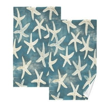 Cotton Towel Two-Piece 16x28 Inch One Sizex2 Face Towel Set Towel Set Cotton Hand Bath Towel Bathroom Beach Blue Starfish