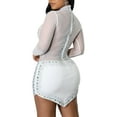thumbnail image 3 of DYMADE Women Plus Size Diamond Mesh Perspective Long Sleeve Irregular Sexy Nightclub Dress, 3 of 4