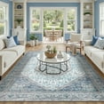 thumbnail image 5 of Machine Washable Area Rugs 8x10, Non Slip Stain Resistant Vintage Floral Rug for Living Room Bedroom, Soft Low Pile Large Carpet - Blue & Beige, 5 of 11