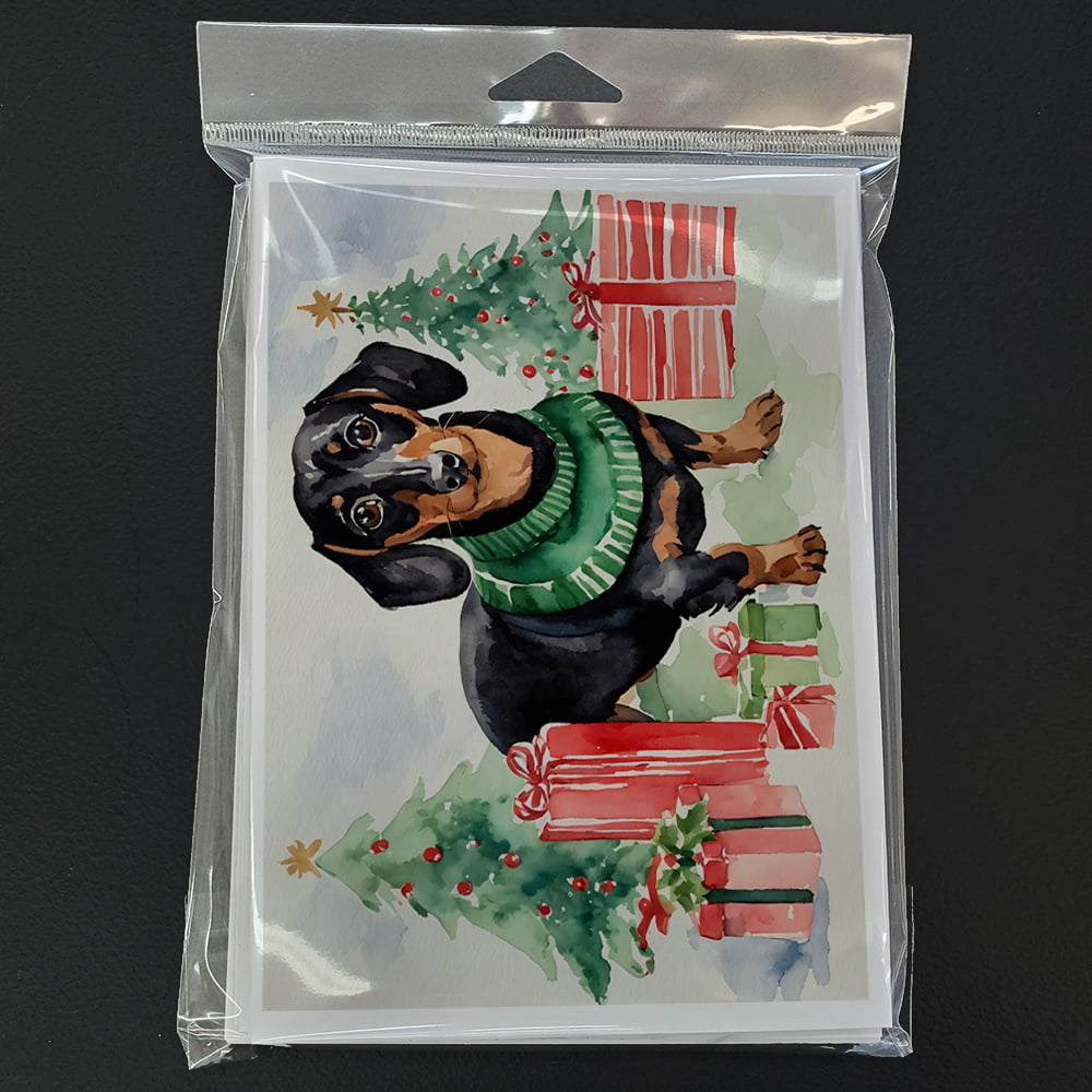 Black and Tan Dachshund Christmas Greeting Cards and Envelopes Pack of 8 7 in x 5 in