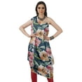 thumbnail image 2 of Moomaya Women's Printed One-Shoulder Cowl Kurti Sleeveless Dress Boho Party Designer Clothing, 2 of 7