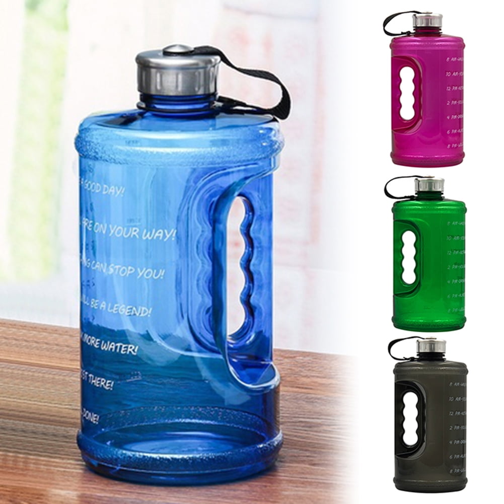 Water Jug 2.2L Large Sport Water Bottle Big Capacity Leakproof Container BPA Free Plastic with Carrying Loop Fitness for Camping Training Bicycle Hiking Gym Outdoor Pink and Green 