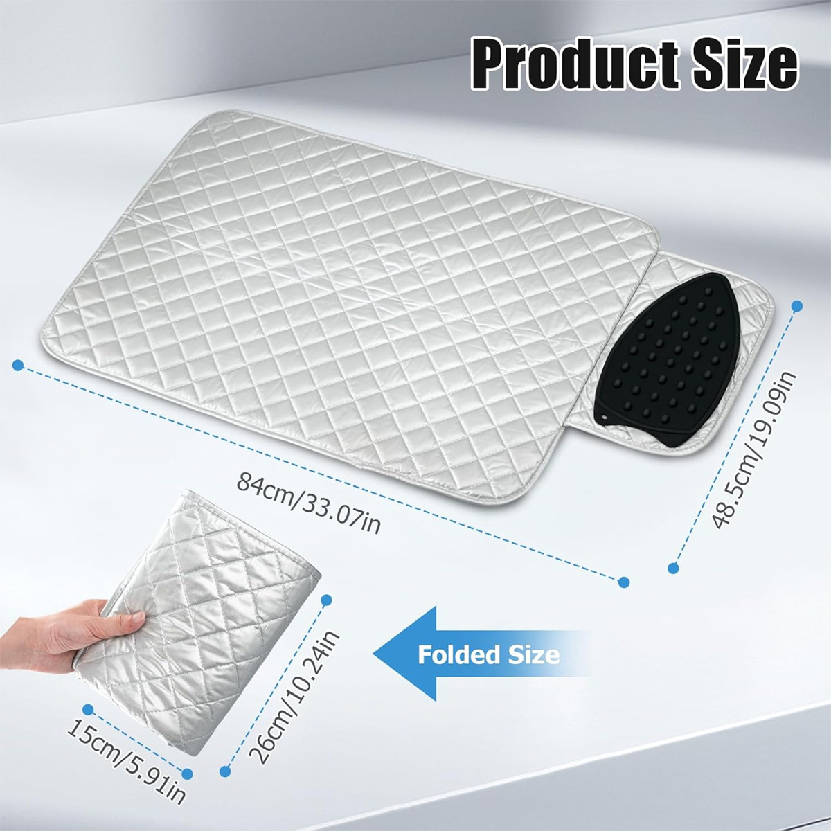 Tutuviw Premium Ironing Mat Silicone Ironing Board Table Top Quilted Insulating Pad Foldable Ironing Pad for Steam Pressing on Bed Washer Dryer,Silicone Slip Resistant Iron Rest for Hot Iron