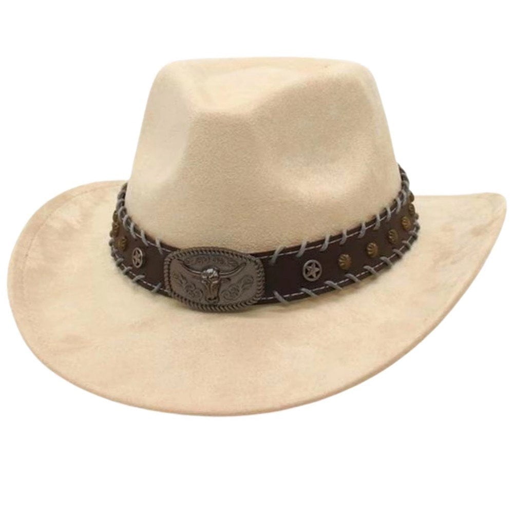 4196 Cowboy Hat For Men And Women, Western Suede Panama Hat, Wide Brim Felt Unisex Cowboy Hat for Women and Men, Western Suede Hat  main image 3