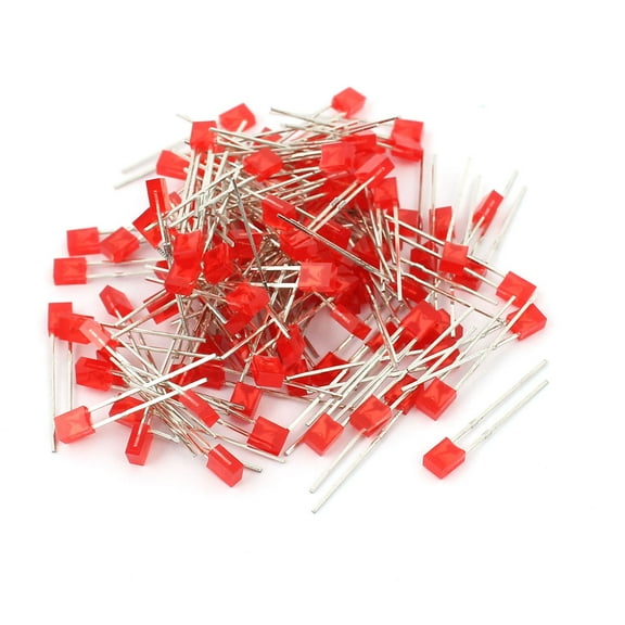 100 Pcs 2 x 3 x 4mm Red Square Head Red Diffused Light Emitting Diode Lamp LEDs