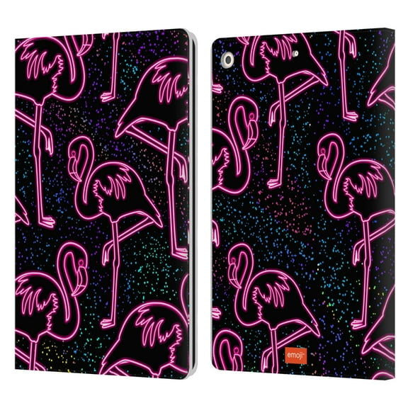 Head Case Designs Officially Licensed emoji® Neon Flamingo Leather Book Wallet Case Cover Compatible with Apple iPad 10.2 2019/2020/2021