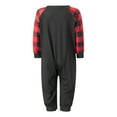 thumbnail image 4 of Family Matching Christmas Pajamas, Elk Letter Print Long-Sleeved O-Neck Tops + Plaid Pattern Trousers, 4 of 9