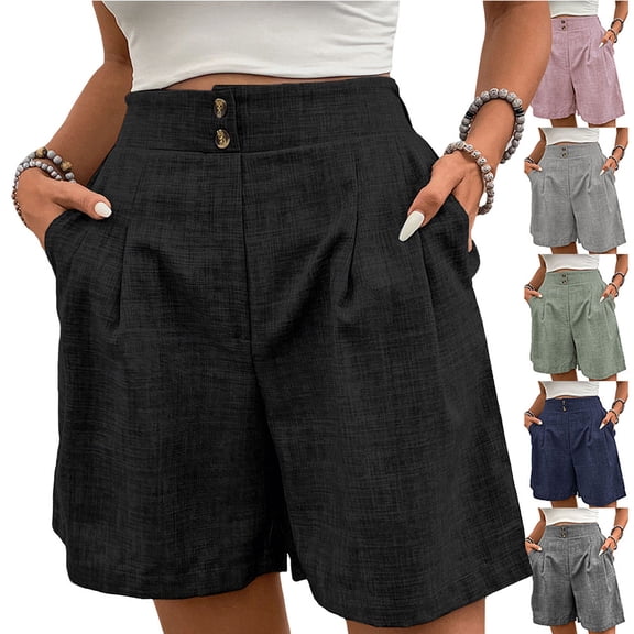 EaskTriop Comfy Wide Leg Shorts for Women High Waisted Bermuda Shorts with Pockets Lightweight Breathable Summer Casual Dressy Lounge Shorts