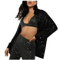 thumbnail image 2 of Lindreshi Pj Sets for Woman Women's Summer Solid Color Nightclub Style Sequined Fashion Casual Shirt, 2 of 5