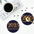 thumbnail image 4 of Fuzoiu 2025 Happy New Year 3 Print Leather Coasters Set,Drink Coasters Set of 4,for Tabletop Protection, Durable PVC Coasters,Home Décor and Housewarming Gift-Round Shape, 4 of 6
