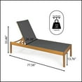 thumbnail image 3 of Lagunan 77.56"x26.38" Modern Minimalist Adjustable Acacia Wood Chaise Outdoor Lounge Chair, Dark Gray/Natural, 3 of 9