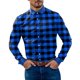 thumbnail image 1 of Playeras Y Camisas Para Hombre Camisa de manga larga con botón de solapa y estampado a cuadros informal para hombre (Blue, XXL), 1 of 5