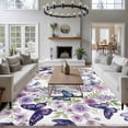 thumbnail image 3 of Large Area Rugs for Living Room Bedroom, Pink Flowers 6'x9' Rug Washable Carpet Runner Indoor Outdoor, Spring Floral Purple Butterflies Watercolor Non Slip Floor Mats Rug for Kitchen, Playroom, 3 of 8