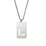 PAMTIER Personalized Cutout Initial Necklace for Men Stainless Steel Silver Military Identity Charm Minimalist Meaningful Robust Dog Tag Chain L