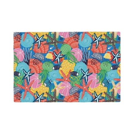 

Placemats Set of 4 / 6 Starfish And Algae Placemats for Dining Table Indoor/Outdoors Heat Resistant Washable Placemats 18 x 12