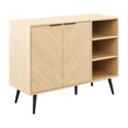 thumbnail image 1 of CorLiving Himari Engineered Wood Sideboard with Wood Legs, 2 Doors and 5 Shelves, Light Brown, 1 of 9