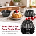 thumbnail image 2 of 6-Piece Mini Bundt Cake Pan Set – 4.6 Inch Nonstick Carbon Steel Fluted Baking Molds for Cupcakes, Muffins, Brownies, Pudding – Black, 2 of 8