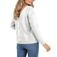 thumbnail image 4 of Edvintorg V Neck Sweaters for Women Plus Size Long Sleeve Casual Lightweight Knit Sweater Womens Clothing White M, 4 of 7