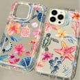 thumbnail image 3 of Blue and Pink Ocean Animal Clear Silicone Shockproof Phone Case for Most iPhone Models, 3 of 9