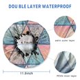 thumbnail image 3 of Shower Caps,Pink and Blue Triangular Floral Boho Pattern Waterproof Shower Cap for Women 4 Pieces,Double Reusable Hair Cover for Shower PEVA Elastic Stretch Hem, 3 of 7
