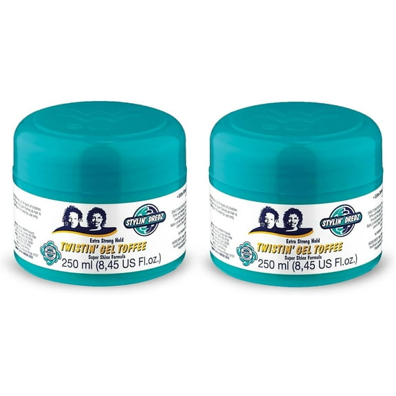 Stylin' Dredz Extra Strong Hold Twisiting Gel Toffee Super Shine Formula (250mL, Pack of 2)
