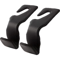 ZHUYING  Pack of 2 Headrest Hooks for Car, Back Seat Organizer Black Leather Hanger Holder Hook, for Hanging Purses and Bags and Coats