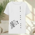 thumbnail image 5 of Sexlip Women's Summer Tops Casual Cotton Linen T Shirts Short Sleeve Round Neck Shirt Oversized Floral Graphic Tees White XXL, 5 of 5